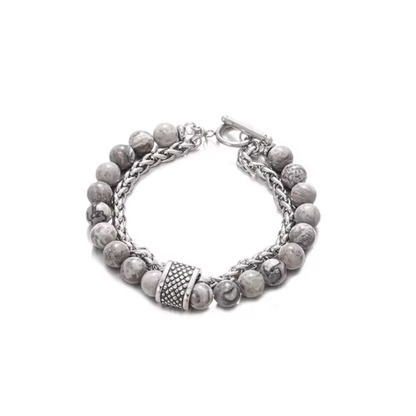 Pulsera de dos capas con piedra de jaspe