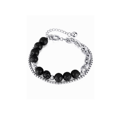 Pulsera de dos capas de piedra de lava